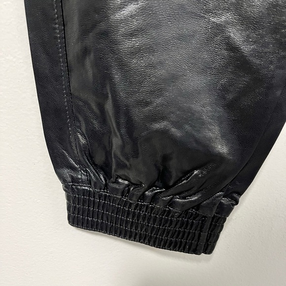 ZARA Faux Leather Jogger Pants Black Size S High Rise Tapered Fit - Picture 3 of 11